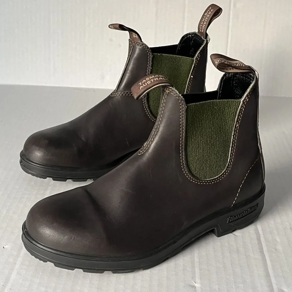 Blundstone Original Series 519 Chelsea Ankle Boots Stout Brown/Olive M 7.5 W 8.5